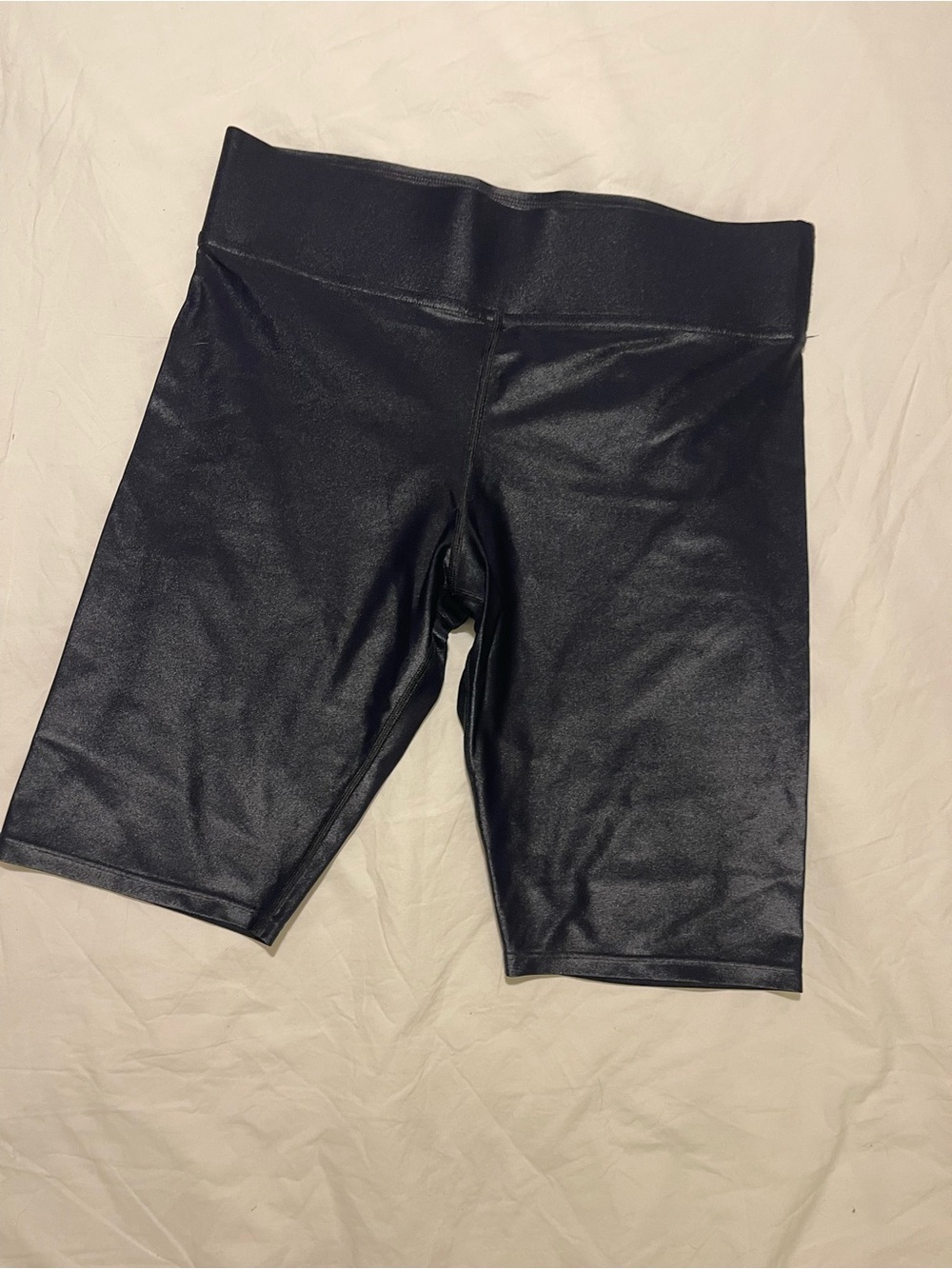 Carbon38 Black High Shine Biker Shorts Size XL